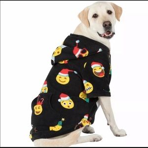 S 15 LBS Dog pajamas Christmas Holiday Fleece Dog Emoji Hoodie *SIZE CHART*